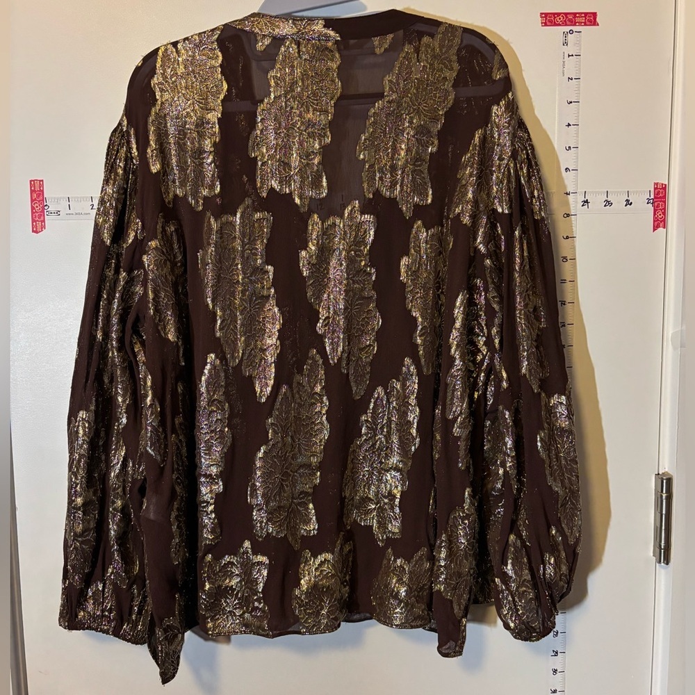 Zara ZW Collection voluminous Elegant Metallic Blouse size XL - Picture 6 of 8